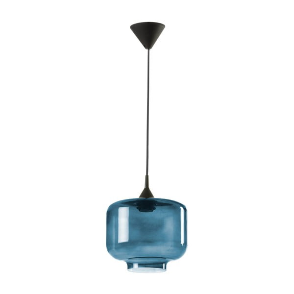 Melna piekaramā lampa ar zilu stikla abažūru Tierra Bella Ambar, ø 25 cm