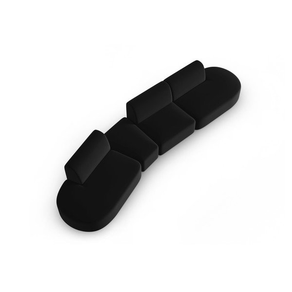 Melns samta dīvāns ar kreiso stūri 428 cm Paolo – Milo Casa-image-1