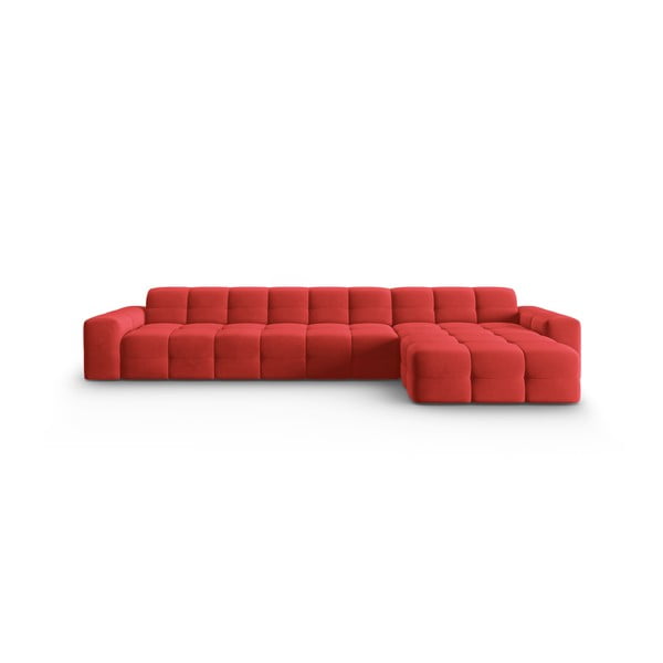 Sarkans samta stūra dīvāns (labais stūris) Kendal – Micadoni Home