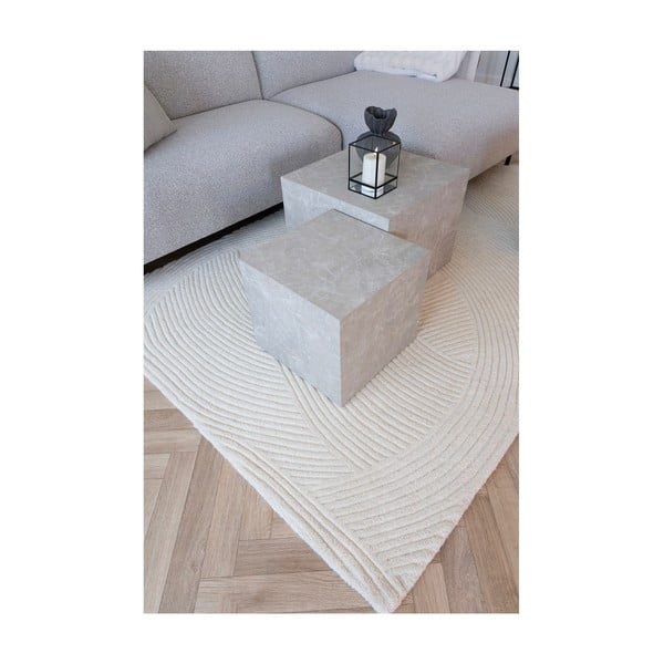 Krēmkrāsas ar rokām darināts vilnas paklājs 160x230 cm Pune – House Nordic-image-3