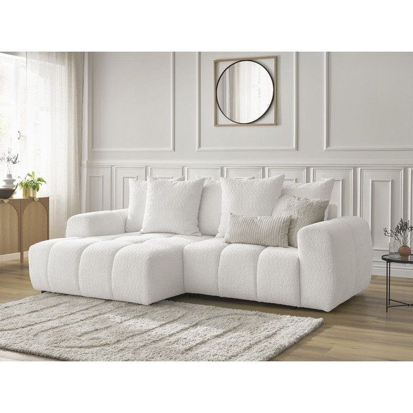 Balts salokāms stūra dīvāns no buklē auduma ar uzglabāšanas vietu (ar kreiso stūri/ar zvilni) Roxelane – Bobochic Paris-image-4