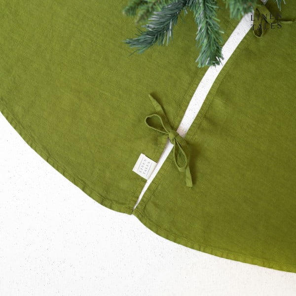 Zaļš apaļš paklājs zem Ziemassvētku eglītes ø 125 cm – Linen Tales-image-1