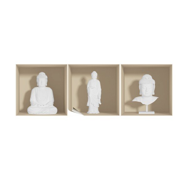3 uzlīmju komplekts ar 3D efektu Ambiance White Buddha-image-1