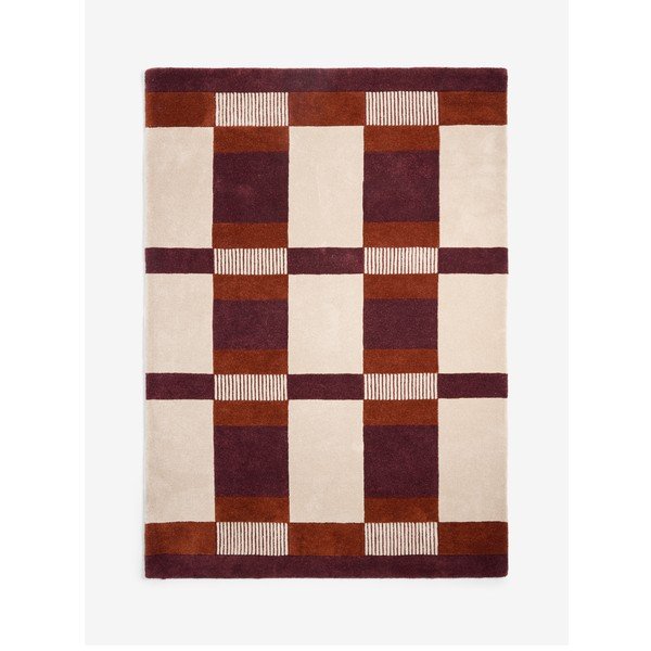 Bordo/krēmkrāsas ar rokām darināts paklājs no pārstrādātas šķiedras 160x230 cm Franka – MADE