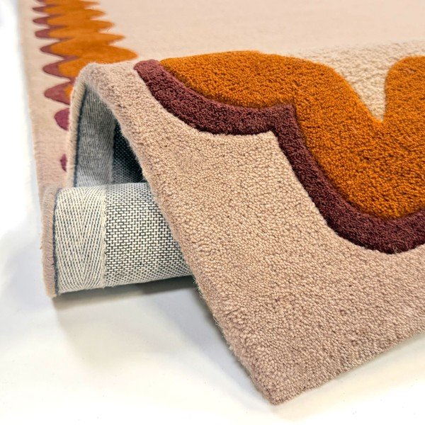 Oranžs/dabīga toņa ar rokām darināts vilnas paklājs 140x200 cm Wiggle Wool – Flair Rugs-image-4