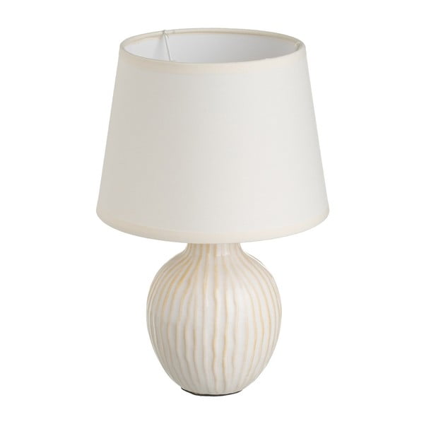 Krēmkrāsas keramikas galda lampa ar auduma abažūru (augstums 28 cm) – Casa Selección