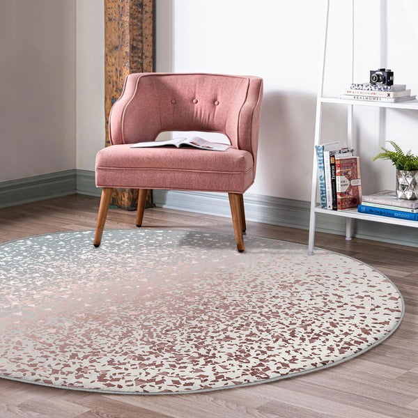 Pelēks/vara krāsas mazgājams robotu putekļu sūcējiem piemērots apaļš paklājs ø 80 cm Comfort – Mila Home-image-3