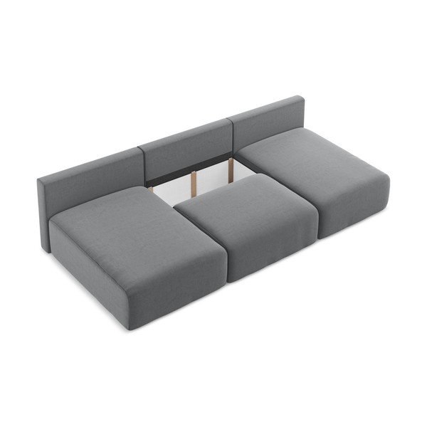 Pelēks samta salokāms/ar uzglabāšanas vietu (U veida) stūra dīvāns Kalena – Makamii-image-4