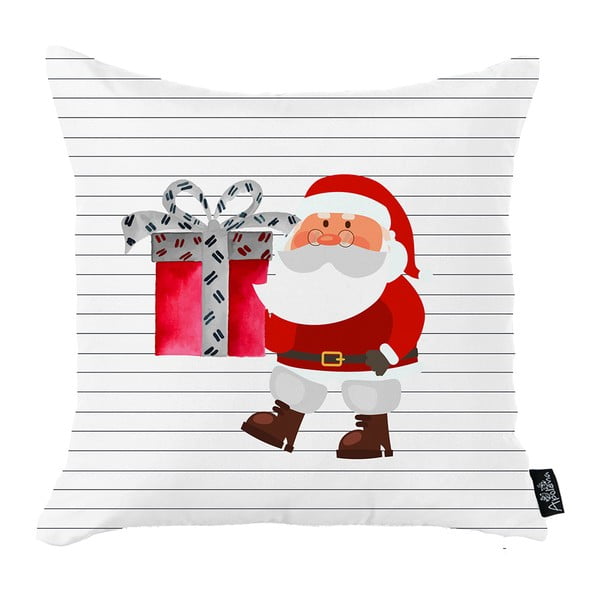 Balta Ziemassvētku spilvendrāna Mike & Co. NEW YORK Honey Ziemassvētku vecītis, 45 x 45 cm