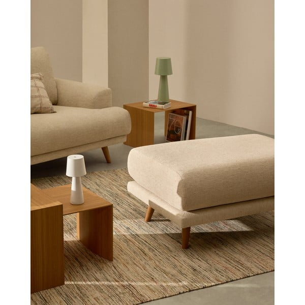 Bēšs kāju soliņš no šenila auduma Karin – Kave Home-image-1