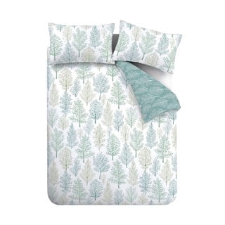 Balta/zaļa gultas veļa divvietīgai gultai 200x200 cm Wilda Tree – Catherine Lansfield