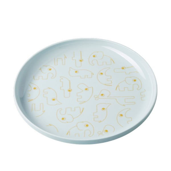 Bērniem domāts gaiši zils šķīvis ar dzeltenām detaļām Izgatavots ar Deer Yummy, Ø 20,5 cm