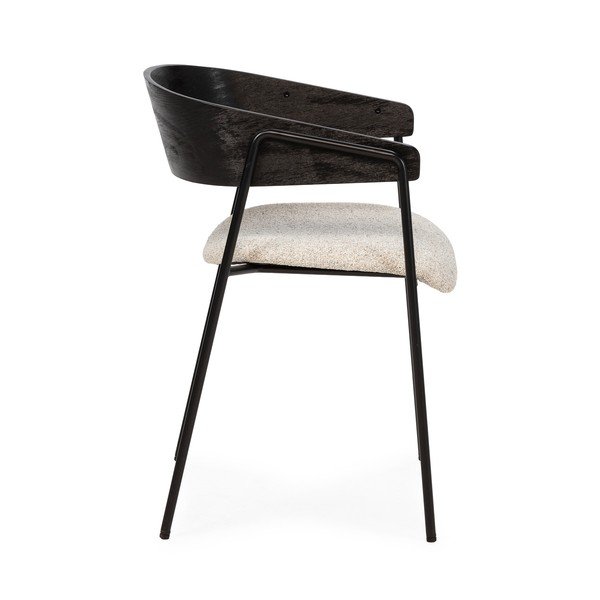 Melni/bēši polsterēti ēdamistabas krēsli ar roku balstiem (2 gab.) Cora – MOME-image-3