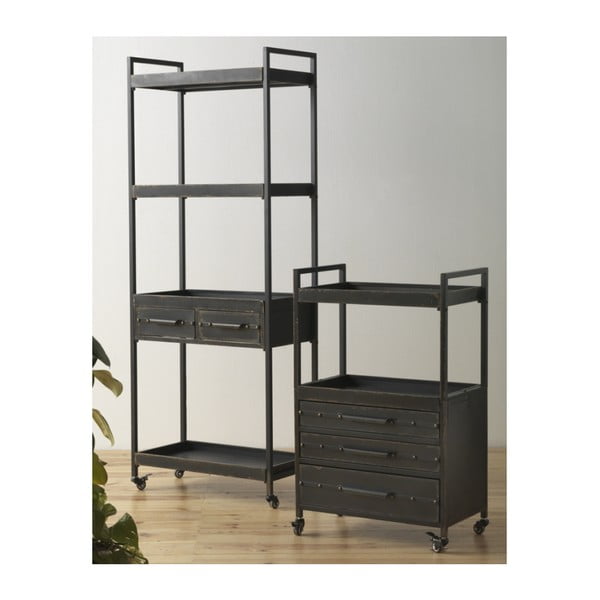 Melna metāla kumode ar 3 atvilktnēm un plauktu Geese Gerome-image-1