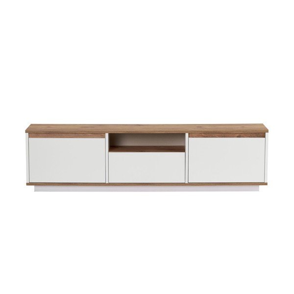 Balts/dabīga toņa TV galdiņš ar priedes koka imitāciju 160x42x30 cm Sentinel – Kalune Design-image-3