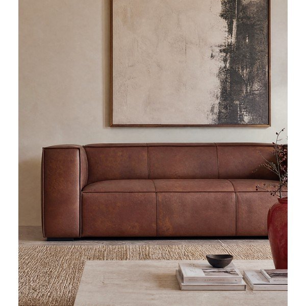 Konjaka brūns ādas dīvāns 227 cm Madame – Windsor & Co Sofas-image-3