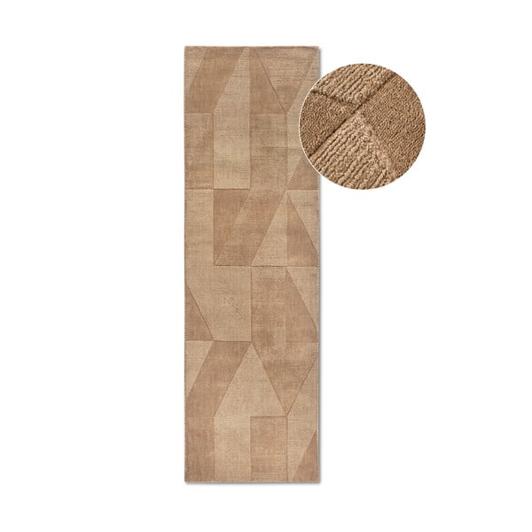 Bēšs ar rokām darināts vilnas celiņa paklājs 80x250 cm Ursule – Villeroy&Boch