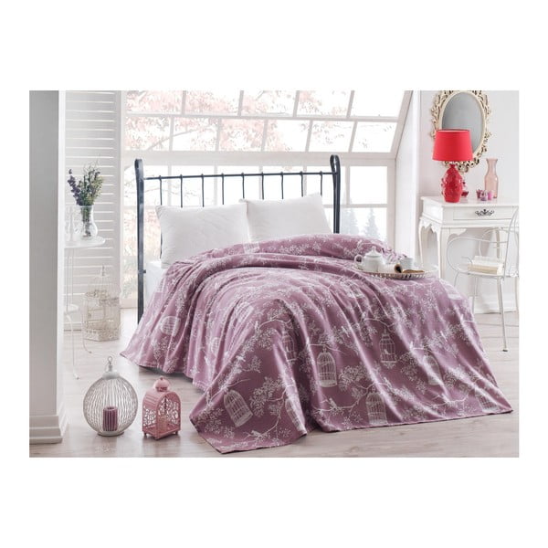 Rozā gaiši kokvilnas vienvietīgas gultas pārklājs Girly,140 x 200 cm