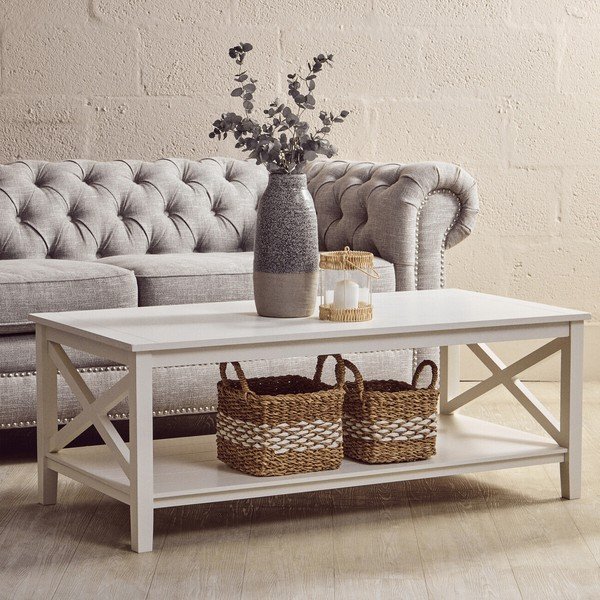 Balts žurnālgaldiņš 60x120 cm Heritage – Premier Housewares-image-1