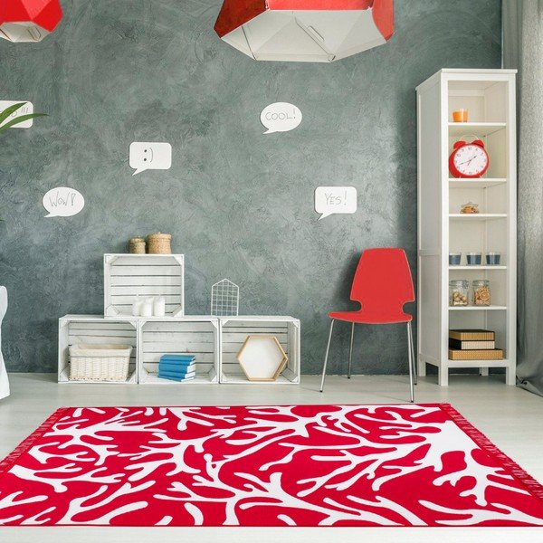 Sarkanbalts un balts divpusējais paklājs Coral Reef, 120 x 180 cm-image-1