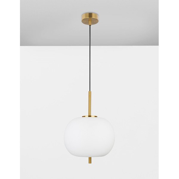 Balta/misiņa krāsas stikla piekaramā lampa ø 30 cm Lato – Nova Luce-image-4