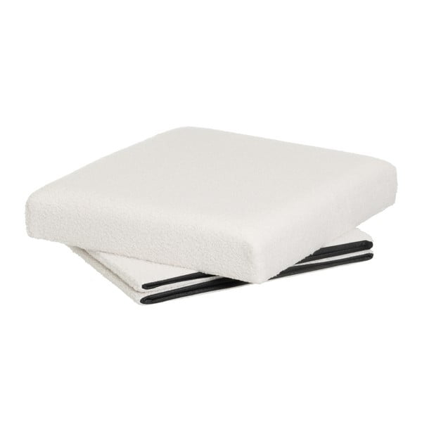 Balts pufs no buklē auduma Ecru – Casa Selección-image-2