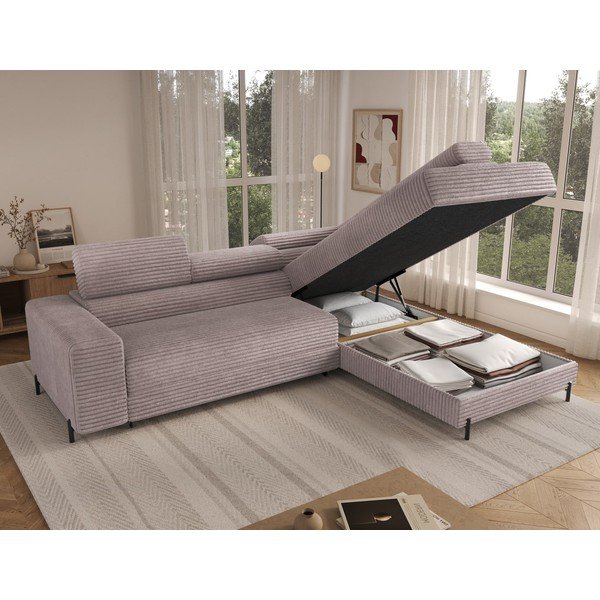 Pelēks velveta stūra dīvāns (ar labo stūri/L veida) Colesio – ELTAP-image-2