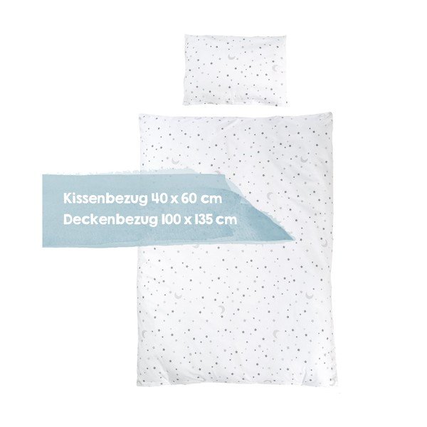 Balta kokvilnas bērnu gultas veļa 100x135 cm Sternenzauber – Roba-image-2