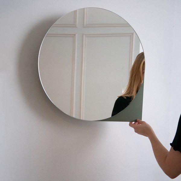 Dūmakaini zaļš metāla piekarams/ar spoguli vannas istabas skapis 55x55 cm Sonnet – Spinder Design-image-2