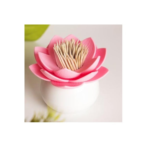 Zobu bakstāmpiederums QUALY Lotus Zobu bakstāmpiederums, balts-rozā krāsā