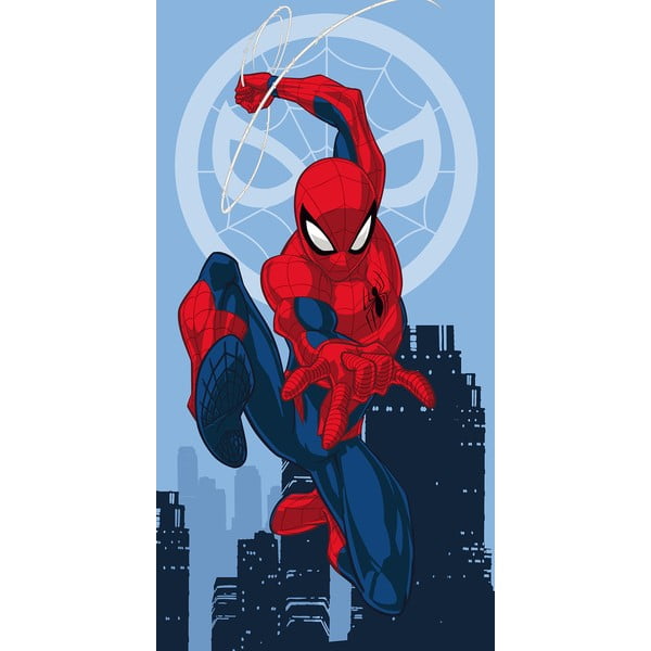 Sarkans/zils kokvilnas bērnu dvielis 70x140 cm Spider-man "Jump" – Jerry Fabrics