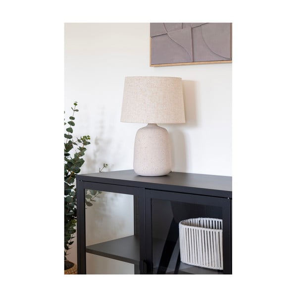 Krēmkrāsas galda lampa ar auduma abažūru (augstums 47 cm) Croft – House Nordic-image-1