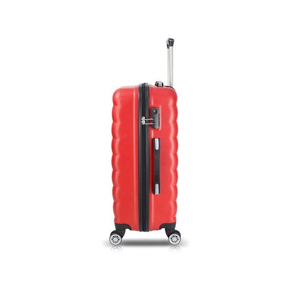 3 sarkanu ceļojuma koferu komplekts uz riteņiem ar USB pieslēgvietām un rokas somu My Valice RESSO Travel Set-image-2