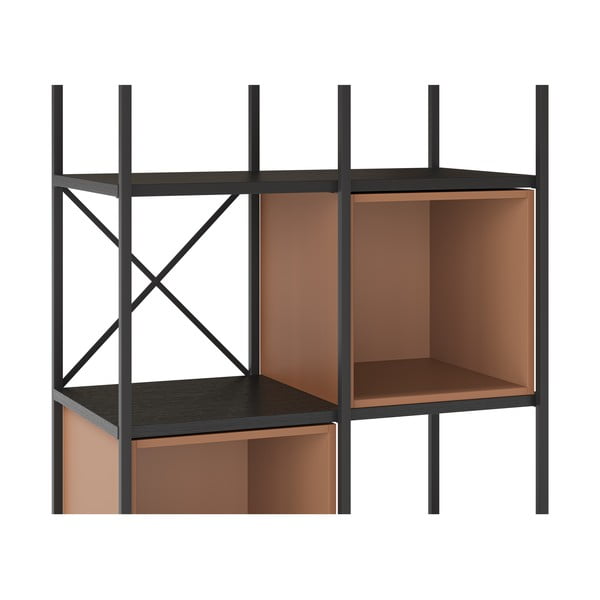 Melns/ķieģeļu sarkans grāmatplaukts 71x179 cm Anya – Marckeric-image-4