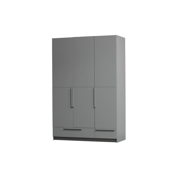 Pelēks priedes masīvkoka moduļu drēbju skapis 142x215 cm Pure – WOOOD-image-2