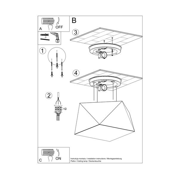 Sudraba krāsas griestu lampa 25x25 cm Koma – Sollux-image-4