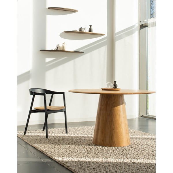 Dabīga toņa ozola masīvkoka apaļš ēdamgalds ø 126 cm Mushroom – Gazzda-image-3