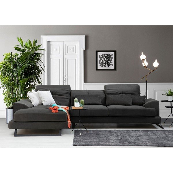 Tumši pelēks stūra dīvāns (ar kreiso stūri) Frido – Balcab Home-image-1
