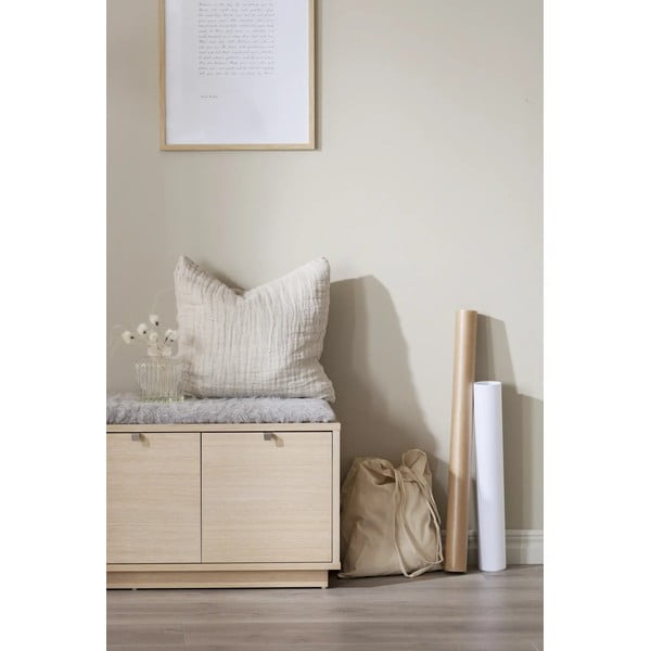 Pelēks/dabīga toņa apavu plaukts ar ozolkoka imitāciju un soliņu Confetti – Rowico-image-1