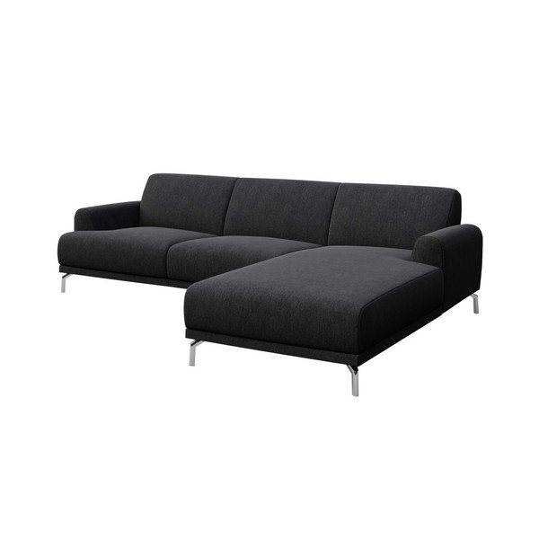 Antracīta pelēks stūra dīvāns MESONICA Puzo, labais stūris-image-2