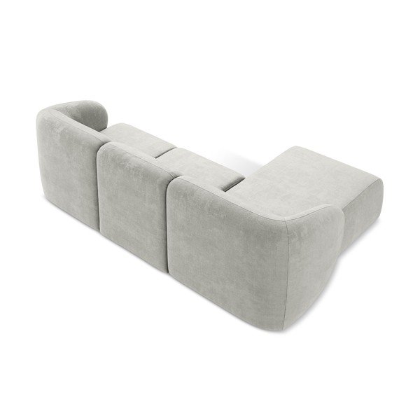 Gaiši pelēks stūra dīvāns no šenila auduma (ar kreiso stūri/ar zvilni) Lani – Makamii-image-3