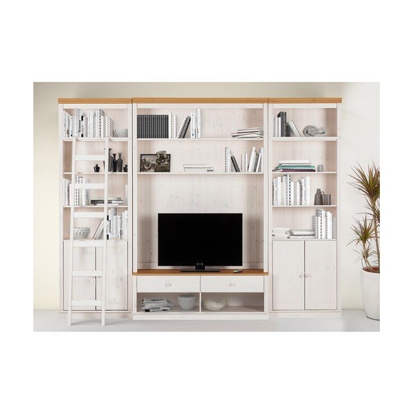 Balts priedes masīvkoka TV plauktu komplekts 288x223 cm Anita – Støraa-image-2