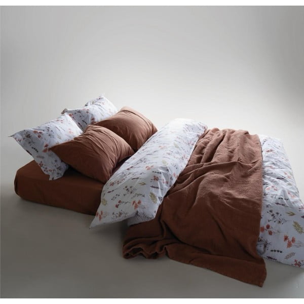 Balta divguļamā gultas veļa no ranforce kokvilnas 240x220 cm Floral Dance Autumn – Mila Home Luxury-image-1