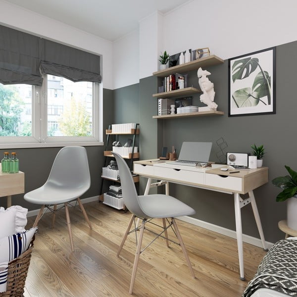 Darba galds ar ozolkoka imitācijas galda virsmu 60x120 cm Faryn – Homede-image-1