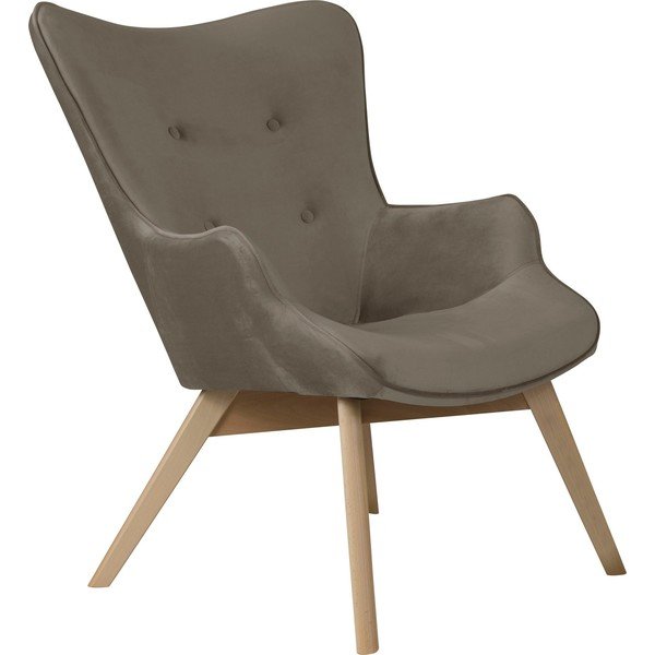 Gaiši brūns samta atpūtas krēsls Niko – Ropez