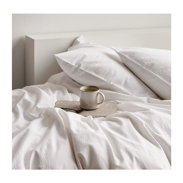 Balta organiskās kokvilnas gultas veļa 200x140 cm Wave Optical – Södahl-image-1