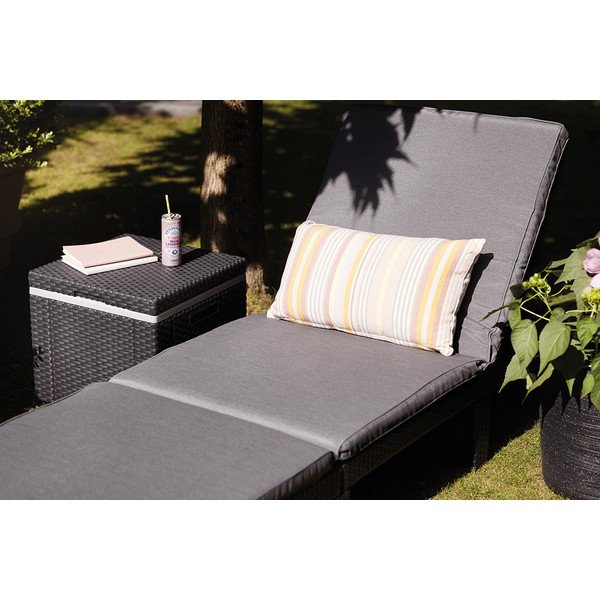 Tumši pelēks polsterēts/mākslīgās rotangpalmas regulējams dārza zvilnis Daytona – Keter-image-3