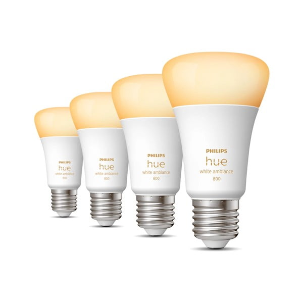 LED spuldzes ar E27 spuldžu ietveri (4 gab.), 9 W White ambiance – Philips Hue-image-1
