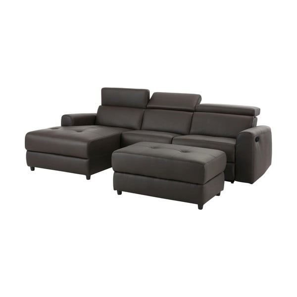 Tumši brūns ādas stūra dīvāns (ar kreiso stūri) Capena – Støraa-image-4