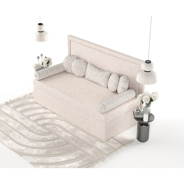 Bēša polsterēta vienvietīga gulta 80x200 cm Scala – Maison de Rêve-image-4
